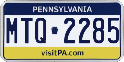 PA license plate MTQ2285