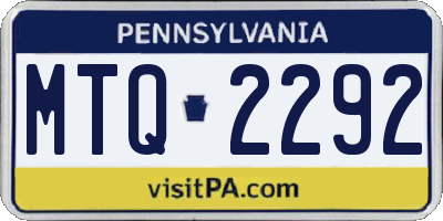 PA license plate MTQ2292