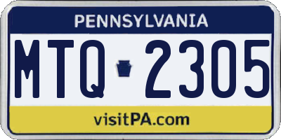 PA license plate MTQ2305