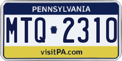 PA license plate MTQ2310