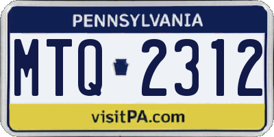 PA license plate MTQ2312