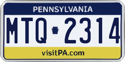 PA license plate MTQ2314