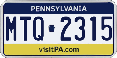 PA license plate MTQ2315