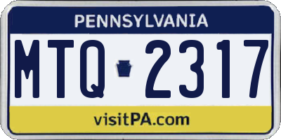 PA license plate MTQ2317