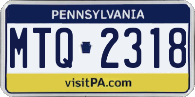 PA license plate MTQ2318