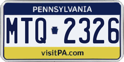 PA license plate MTQ2326