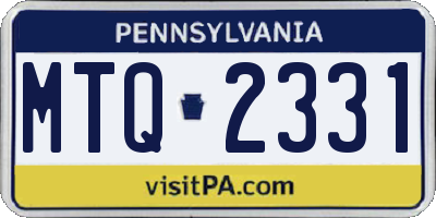 PA license plate MTQ2331