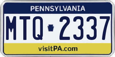 PA license plate MTQ2337