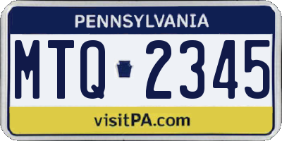 PA license plate MTQ2345