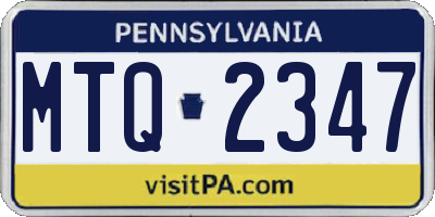PA license plate MTQ2347