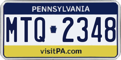 PA license plate MTQ2348