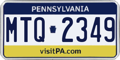 PA license plate MTQ2349