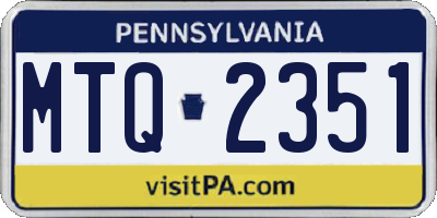 PA license plate MTQ2351