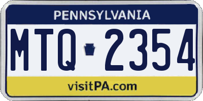 PA license plate MTQ2354