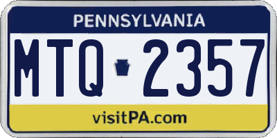 PA license plate MTQ2357