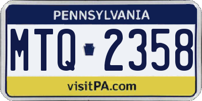 PA license plate MTQ2358