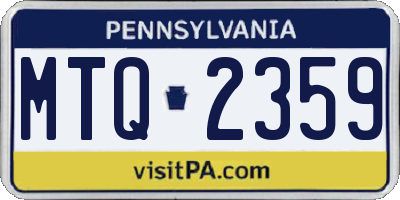 PA license plate MTQ2359