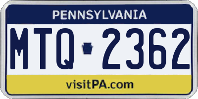 PA license plate MTQ2362