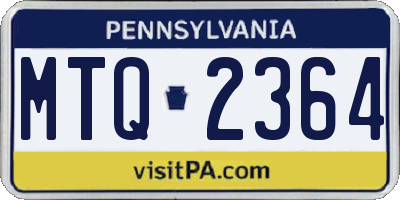 PA license plate MTQ2364