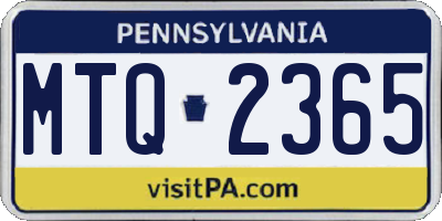 PA license plate MTQ2365