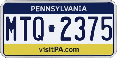 PA license plate MTQ2375