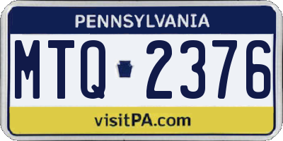 PA license plate MTQ2376