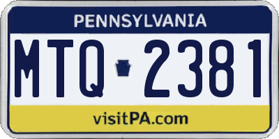 PA license plate MTQ2381