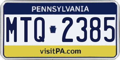 PA license plate MTQ2385