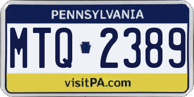 PA license plate MTQ2389