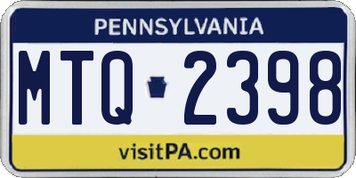 PA license plate MTQ2398