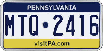 PA license plate MTQ2416