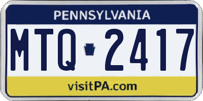 PA license plate MTQ2417