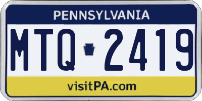 PA license plate MTQ2419