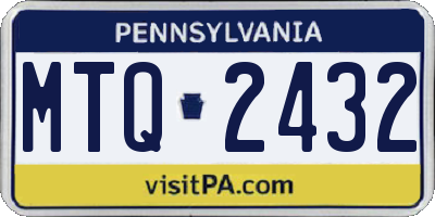 PA license plate MTQ2432