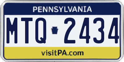 PA license plate MTQ2434