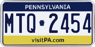 PA license plate MTQ2454
