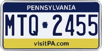 PA license plate MTQ2455