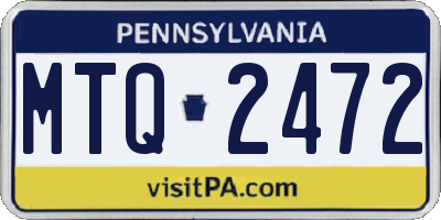 PA license plate MTQ2472