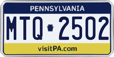 PA license plate MTQ2502