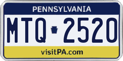 PA license plate MTQ2520