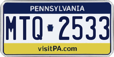 PA license plate MTQ2533