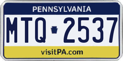 PA license plate MTQ2537