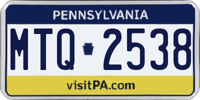 PA license plate MTQ2538