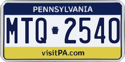 PA license plate MTQ2540