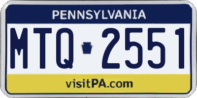 PA license plate MTQ2551