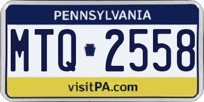 PA license plate MTQ2558