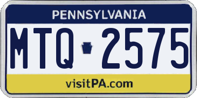 PA license plate MTQ2575
