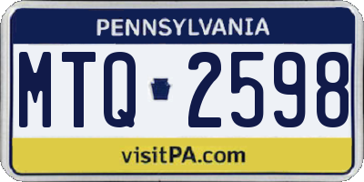 PA license plate MTQ2598