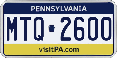 PA license plate MTQ2600