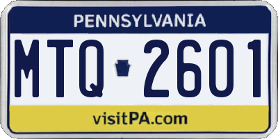PA license plate MTQ2601